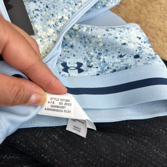 NWT Under Armour x Project Rock Womens Blue Spotted Crossback Sports Bra 1371365 - Picture 9 of 11